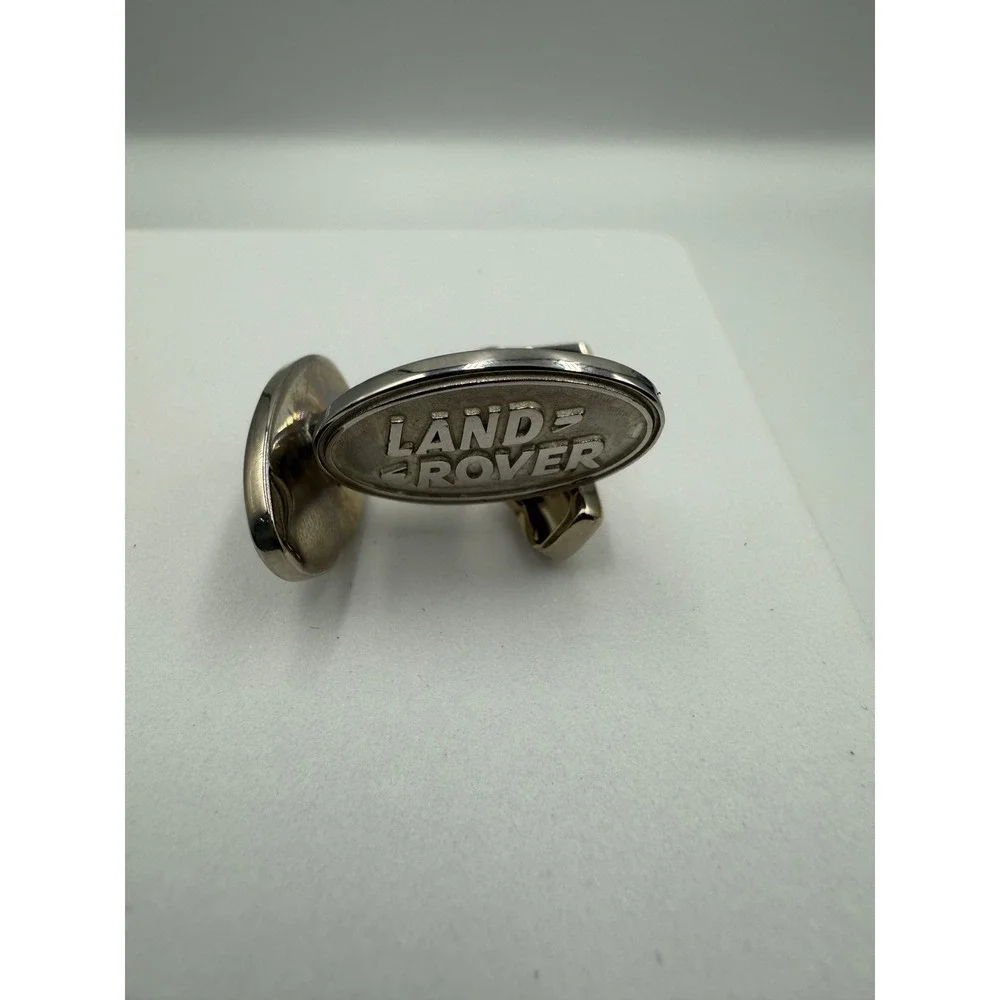 Land Rover Logo Cufflinks Silver Tone Oval Automotive Accessories with Box